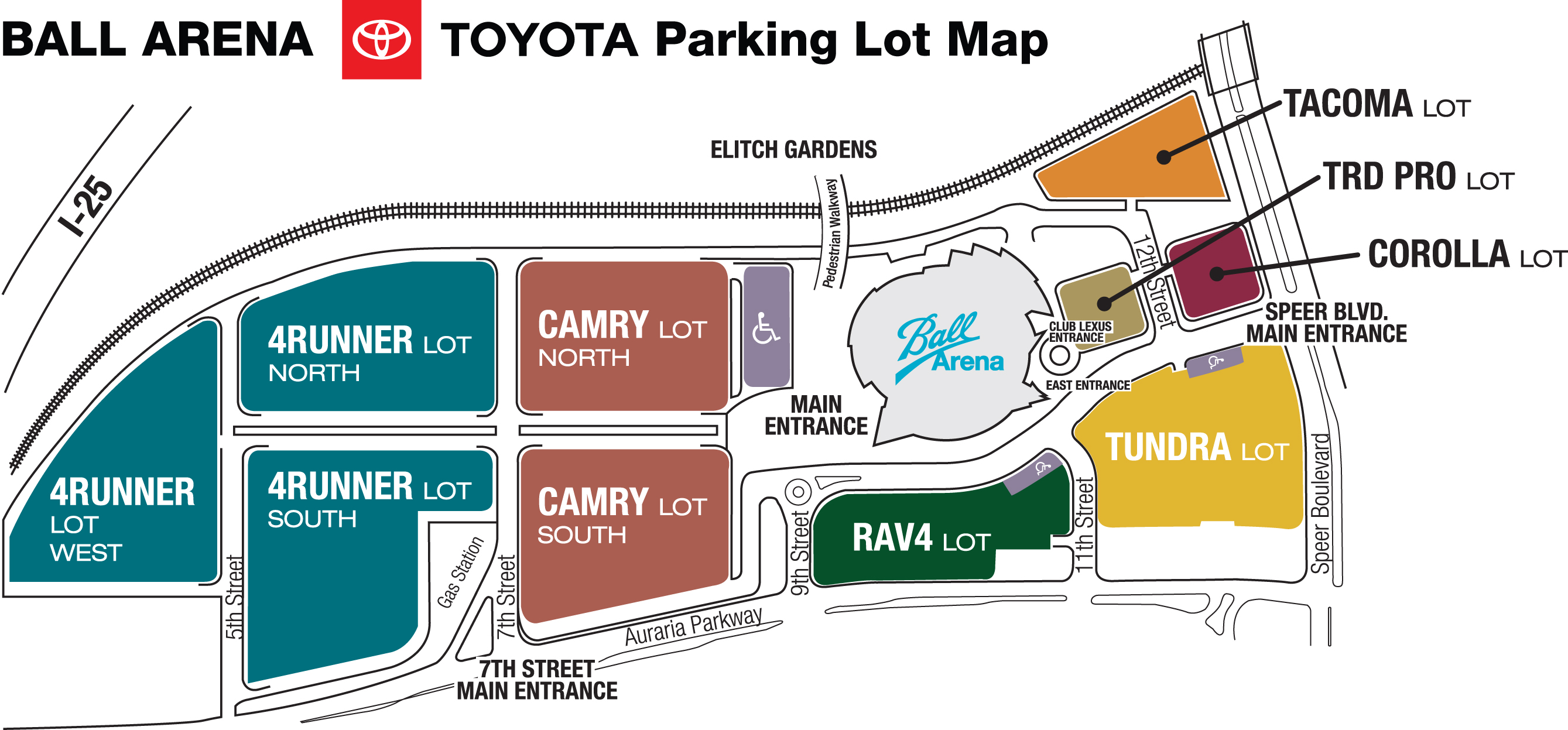 Ball Arena Parking map
