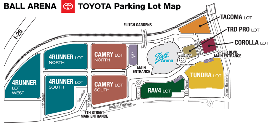 Ball Arena Toyota Parking Map